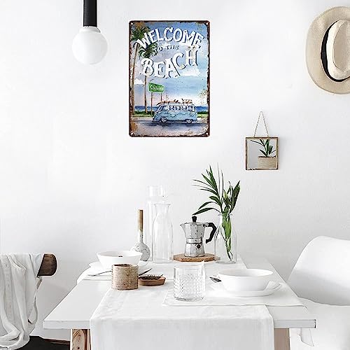 California Surfer Welcome To The Beach Surfing Surfboard Vintage Tin Sign Home Bar Kitchen Restaurant Wall Deocr Plaque Signs 12X8Inch #TOP3