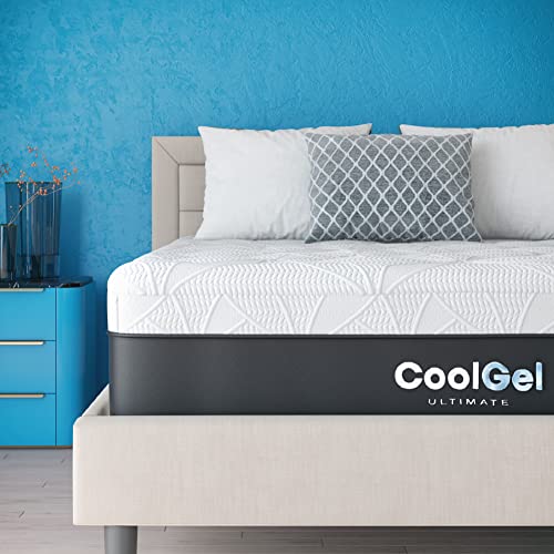 Classic Brands Cool Gel Ice Memory Foam 14-Inch Mattress with 2 BONUS Pillows | CertiPUR-US Certified | Bed-in-a-Box, King