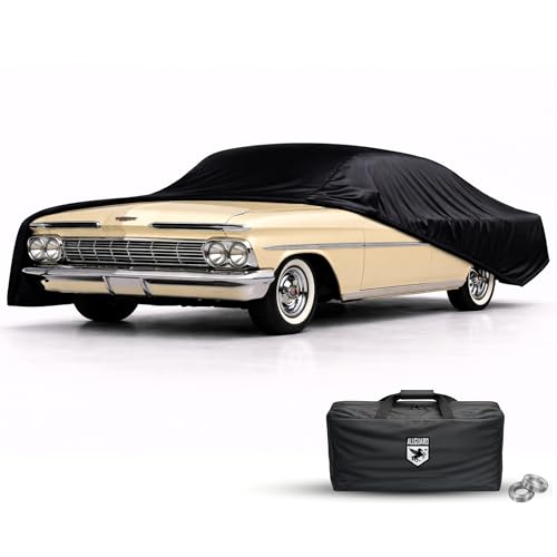 Image of Scratch Resistant Indoor Car Cover with Warranty Compatible with Chevrolet 1959-1960 Impala - Black Satin Ultra Soft Material Car Cover Car Accessories