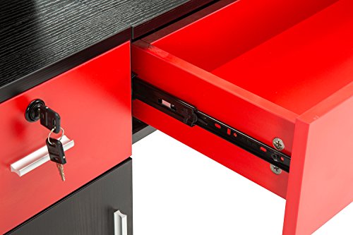 BarberPub Wall Mount Barber Station Hair Styling with Mirror Dressing Table Beauty Salon Spa Equipment Set 3026+3036 (Black&Red) - Image 6