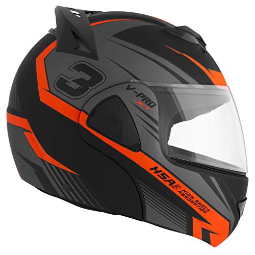 Pro Tork Capacete V-Pro Jet 3 Fosco 62 Preto/Laranja