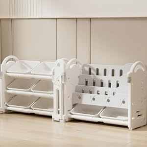 LZ LEISURE ZONE 子供 おもちゃ 収納 大容量 3段ラック 幅166cm 3in1おもちゃ収納 おもちゃ棚＆絵本棚＆描きボード 3歳~10 折り畳み 昇降式お絵かきボード 本棚 0～85cm無段階調節 書棚 絵本棚 子供...