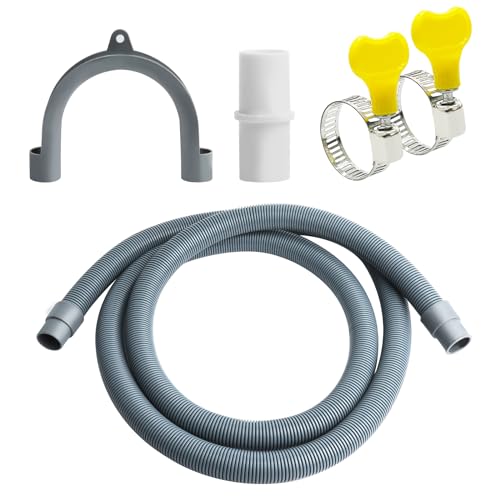3m Manguera de lavadora,Tubo Desague Lavadora,Manguera de Desagüe Universal,manguera de aguas residuales con conector de manguera de desagüe y 2 abrazaderas de manguera Manguera de Drenaje Incluye