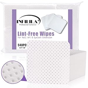 NXJ INFILILA Lint Free Nail Wipes for Nail Polish Remover 540Pcs Super Absorbent Dry Nail Pliosh Remover Pads Wipes Lint Free Wipes Nail Wipes
