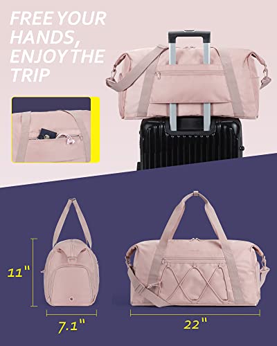 Gym Bag For Women, Bagsmart Sports Travel Duffel Bag With Shoe Compartment & Wet Pocket, Carry On Weekender Duffel Bag, Water Resistant Sports Gym Tote Bags Swimming Yoga, Pink… #TOP4