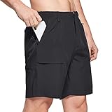 BALEAF 7' Cargo Shorts for Men Lightweight Stretchy Elastic Waist Quick Dry Shorts with Zip Pockets...