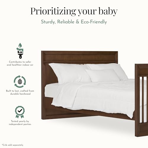 Image of Evolur Convertible Crib Wooden Full Size Bed Rail in Walnut