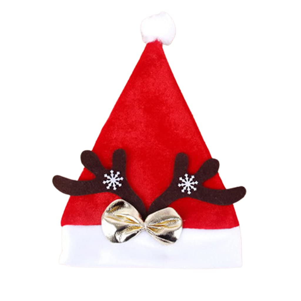 Tsophreniq Parent-Child Reindeer Antlers Golden Velvet Headband Holiday Antler Christmas Personality Outdoor for Kid Adult Christmas Hats