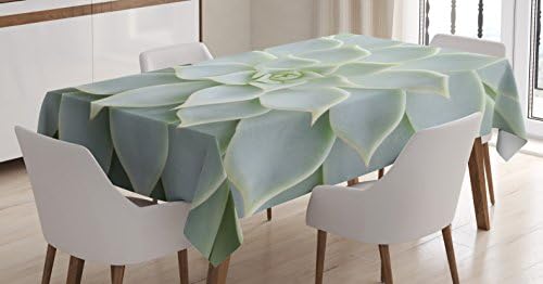 Ambesonne Cactus Decor Tablecloth, Cactus Plant Flower Zoomed Photo Image Desert Mexican Hot Natural Plant Artwork, Dining Room Kitchen Rectangular Table Cover, 60" X 90", Green