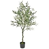 Artiflr 4 Feet Artificial Olive Tree in Pot Artificial Silk Tree Olive Plant Fake Plant for Home House Indoor Outdoor Decor