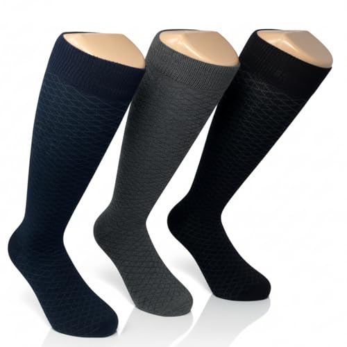 Easy8 Rombi Piccoli 40-45, Calze Da Uomo Lunghe In Caldo Cotone, 6 Paia, Calzini Uomo Lunghi, Colorati, Fantasia, Calzini Eleganti, Caldi, Invernali, Alti, Calzettoni