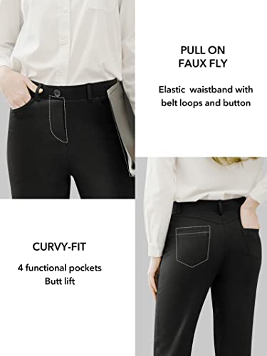 Spym Womens 28''/30'' Stretchy Dress Pants with Pockets, Regular, Petite for Office Work Business4