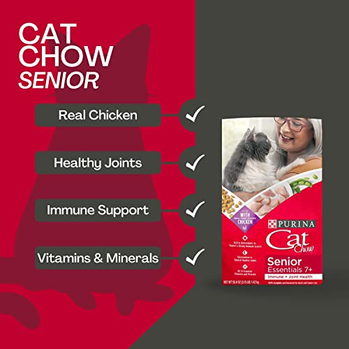 Purina Cat Chow Senior Dry Food Bundle | Includes 2 Bags Of Purina Dry Cat Food Cat Chow Senior Real Chicken Flavor (3.15Lb) | Plus Paw-Shaped Food Scoop! #TOP1