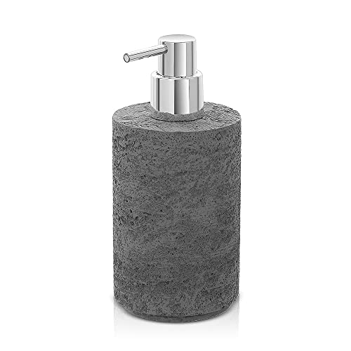 Dispenser Sapone Effetto Pietra Grigio, 480 ml in Resina (Dispenser)