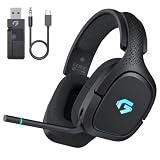 Gvyugke ゲーミングヘッドセット 4WAY接続 2.4GHz USB/Type-C/Bluetooth 5.4/3.5mm有線 回転式マイク ノイズキャンセリング ヘッドセット 超低遅延 50mm大口径ドライバー 7.1ch立体サラウンド ワイヤレスヘッドホン 45時間長時間再生 軽量快適装着感 PS5/PS4/Switch/Xbox/PC/スマホ対応