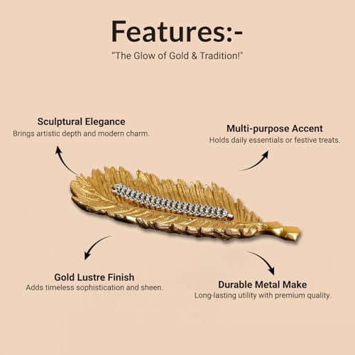 Image of MARKET 99 Decorative Golden Tray | Aluminium Embossed Designer Dish for Home Decor & Table Use | Ideal Christmas Gift for Home, Housewarming, Diwali, Weddings, Festivals & Modern Living Room Styling