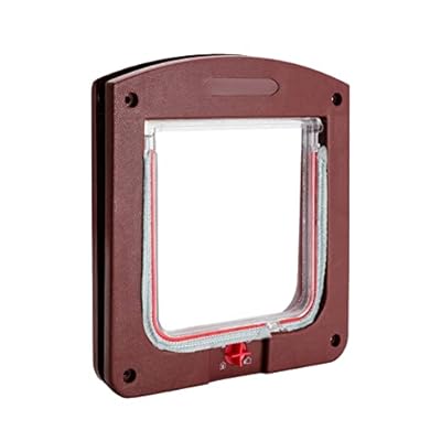 Queiting Cat Flap 4 Way Locking Durable Cat Flap Easy Install Pet Flap Durable Pet Door for Small Medium Large Cats Puppy Brown