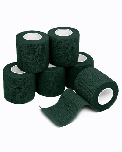 Image of FriCARE Self Adhesive Bandage Wrap, Medical Tape in First Aid Kit | Elastic Cohesive Bandages for Sports /Vet /Wrist Ankle Wounds, 2 Inches X 5 Yards, Latex-free 6 Rolls, Hunter Green