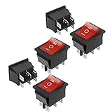 uxcell 5 Pcs DPDT Red Neon Light On/Off/On Rocker Switch AC 250V/15A 125V/20A