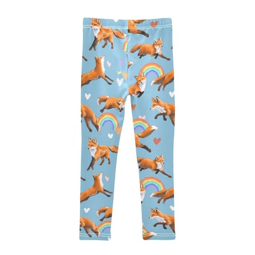 Fox Rainbow Love Heart Girls Leggings Ultra Soft Compression Yoga Gym Pants for Kids 4-10T2