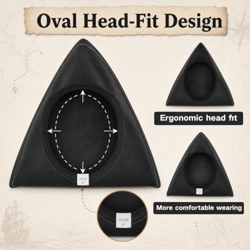 Image of HOMELEX Pirate Tricorn Hat for Adults Halloween Costume | Adult pirate tricorn hat in black, brown, or gold for Halloween, colonial costumes, parties, stage, and photos.