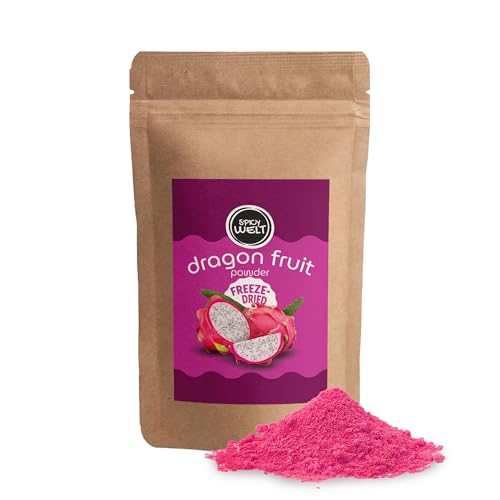 Spicy Welt Gefriergetrocknetes Drachenfruchtpulver (100g) 100% Echte Pinke Pitaya Ungesüßt & Ohne Zusätze | Pures Fruchtpulver | für Smoothie Bowls Lattes & Backen
