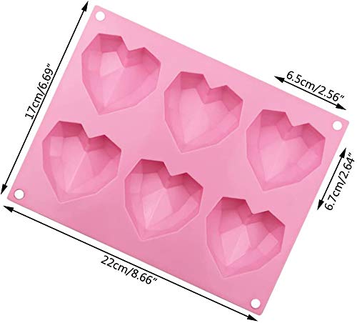 Silicone Mold For Chocolate, 3D Diamond Heart Molds For Chocolate. Food-Grade Silicone Material. Suitable For Wedding And Valentine\'s Day Various Scenes Of Candy, Chocolate, Mousse Cake Molds. 3 pack - Thumbnail 3
