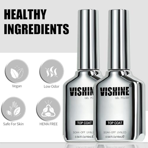 Top Coat Gel Para Uñas Vishine 2 Piezas 16 ml Sin HEMA miniatura 2