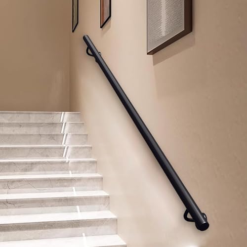 Renmlion Pasamanos de Escalera Moderno｜Pasamanos de Escalera de Hierro Forjado para Montaje en Pared en Interiores y Exteriores｜Barra de Soporte de Seguridad con Barra de Agarre de Tubo Redondo(60cm)
