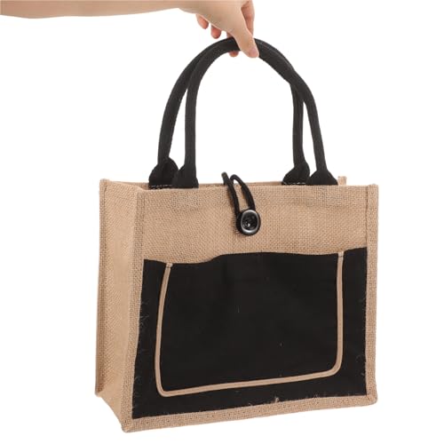Bolsa grande de yute para supermercado y playa con asas resistentes 2