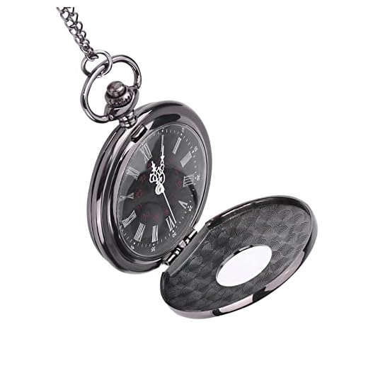 Brrnoo Reloj de Bolsillo de Cuarzo de Acero Vintage, Colgante de Collar de Reloj de Bolsillo de Aleación Analógica de Cuarzo Clásico con Cadena, Reloj de Bolsillo Fob Clásico