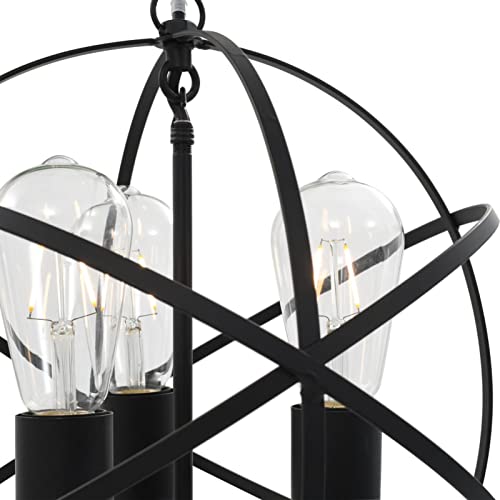 Lampe Suspendue 3 Ampoules E27 Style Industriel Noir pour Salon