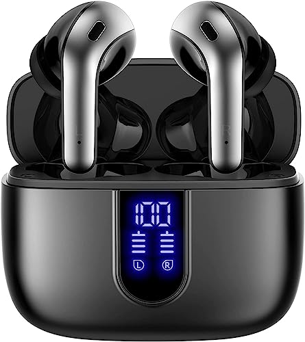 Lekaby 2023 Nuevos Auriculares Inalámbricos, Bluetooth 5.3 HiFi Estéreo con Accionamiento de 13 mm,ENC Mic con Reducción de Ruido IA,Latencia de Baja,48H Cascos Inalambricos Bluetooth,Negro plateado