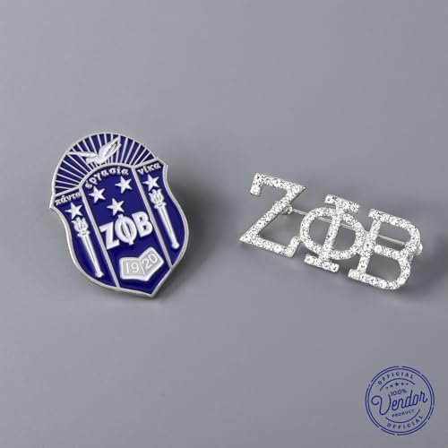 Image of Zeta Phi Beta Sorority Paraphernalia - Official Vendor - Set of 2 Lapel Pins - Enamel and Rhinestone