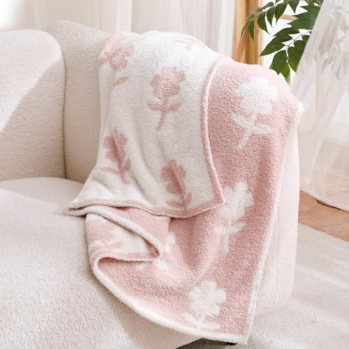 Snuggle Sac Twin Size Bedding Blanket, Pink Flower Throw Blanket for Couch, Microfiber Fluffy Warm Cozy Fuzzy Soft Reversible Blankets, Pink, 60x80 inches - image 4