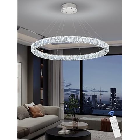 Flashing God W40'' Silver Crystal Chanderliers for Living Room Modern Luxury Crystal Ceiling Light for Foyer Dining Room Hallway Interior LED Dimmable 2700k 4500k 6000k Cover