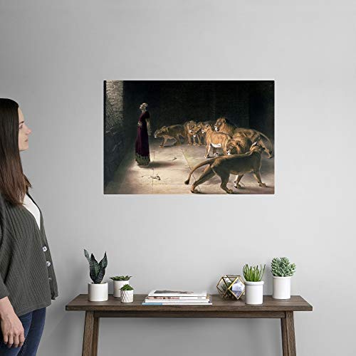 Greatbigcanvas Daniel In The Lions Den, Mezzotint Fine Art Unframed Print, Lion Home Decor Artwork, 30"X20" #TOP1