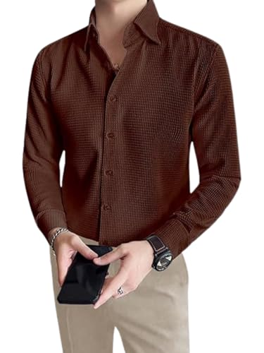 Image of GRECIILOOKS Men's Shirt | Formal Button Down - Slim Fit Office Shirt's for Men | Premiuim Textured Long Sleeve Cotton Blend | Business & Meeting Ready