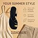 CUSHIONAIRE Corfu Flat Sandals for Women 2025 – Strappy Design with Toe Loop and Adjustable Ankle Strap – Lightweight Summer Dress Sandal, BLACK 9
