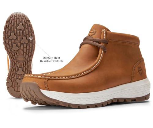 Image of SUREWAY Men's Chukka Boots,Lightweight Durability Leather Moc Toe Work Boots，Fashion Hiking,Driving Shoes,Chelsea Boots for All-Weather Comfort (Office,Casual,Dress)