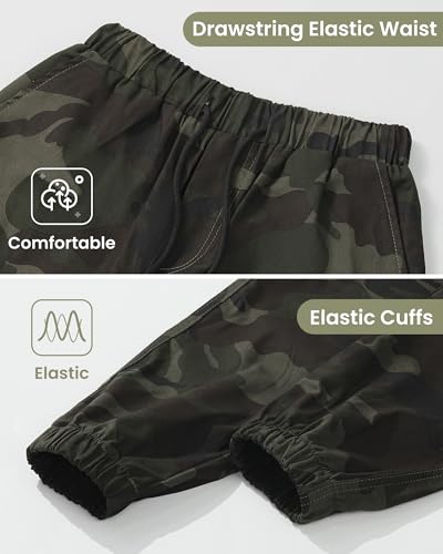 Auranso Boys Cargo Pants Kids Camo Jogger Sweatpants with Pockets Drawstring3