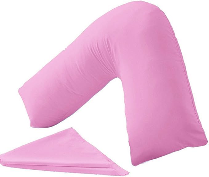 INSAFIANS Orthopedic V-Shaped Pillow with Pillowcase Perfect for Nursing Maternity & Baby Support Pillow (Pink, V Pillow Case Only)