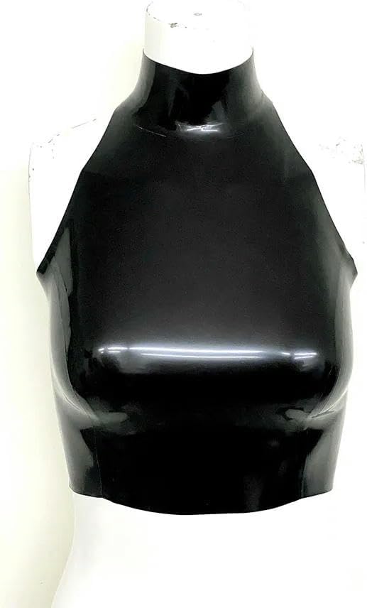 Wetlook PVC Halter Neck Crop Top Backless Vest Glossy Leather Sleeveless Camisole Women Pole Dance Outfit