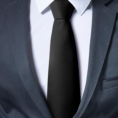 Image of Men's Classic Satin 3.15 inch Soild Color Necktie Wedding Business Tie & Gift Box