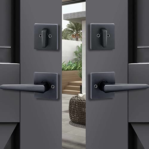Newbang Matte Black Double Door Handle Set,(Keyed And Dummy Set),Mdhst2018Db-Set #TOP6