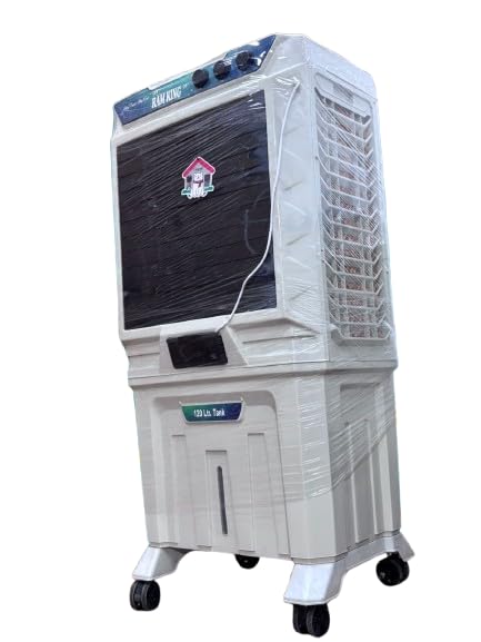 Image of ram king 120 Desert Air Cooler for Home with Honeycomb Pads, Powerful Fan, and Cool Flow Dispenser (120L, grey)