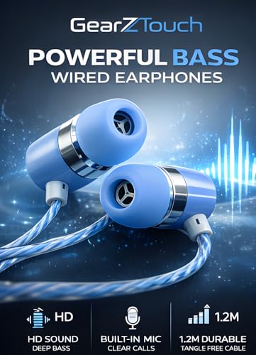 Image of GSP NiO 3.5mm Wired Earphone with Powerful HD Mic for Clear Sound, in-Line Volume Controller & Noise Cancellation Compatible with only 3.5mm Jacks in Mobiles- Blue