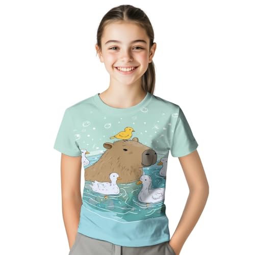 Image of WELLFLYHOM Kids Tshirts Girls Boys Short Sleeve Crewneck Tees Shirts Casual Sport Pullover Tops Size 3-16 Years