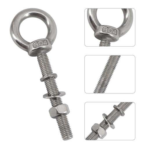 Pernos de ojo M8 x 50mm con tuercas perno de varilla de rosca larga resistente 3