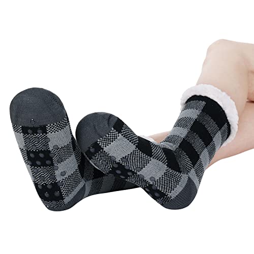 Image of Chassic Sherpa Lined Slipper Socks for Women, Non-Slip Cozy Winter House Socks, Soft Fuzzy Socks, Christmas Gifts for Women & Ladies Stocking Stuffers